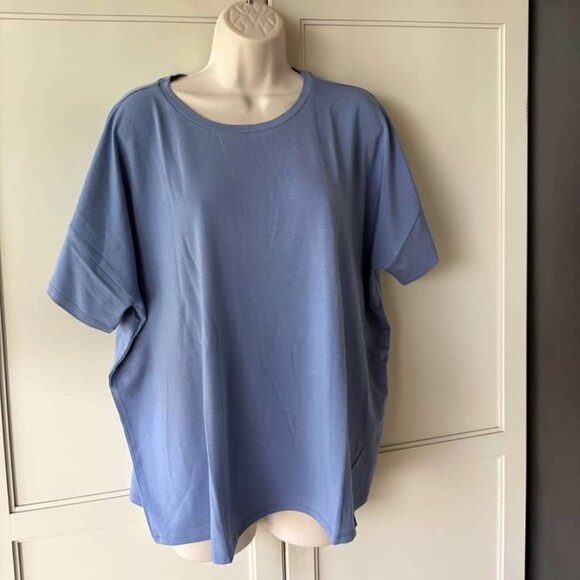 Eileen Fisher Bateau Neck Box Top Marina Blue- SZ L-NWT - Picture 2 of 5